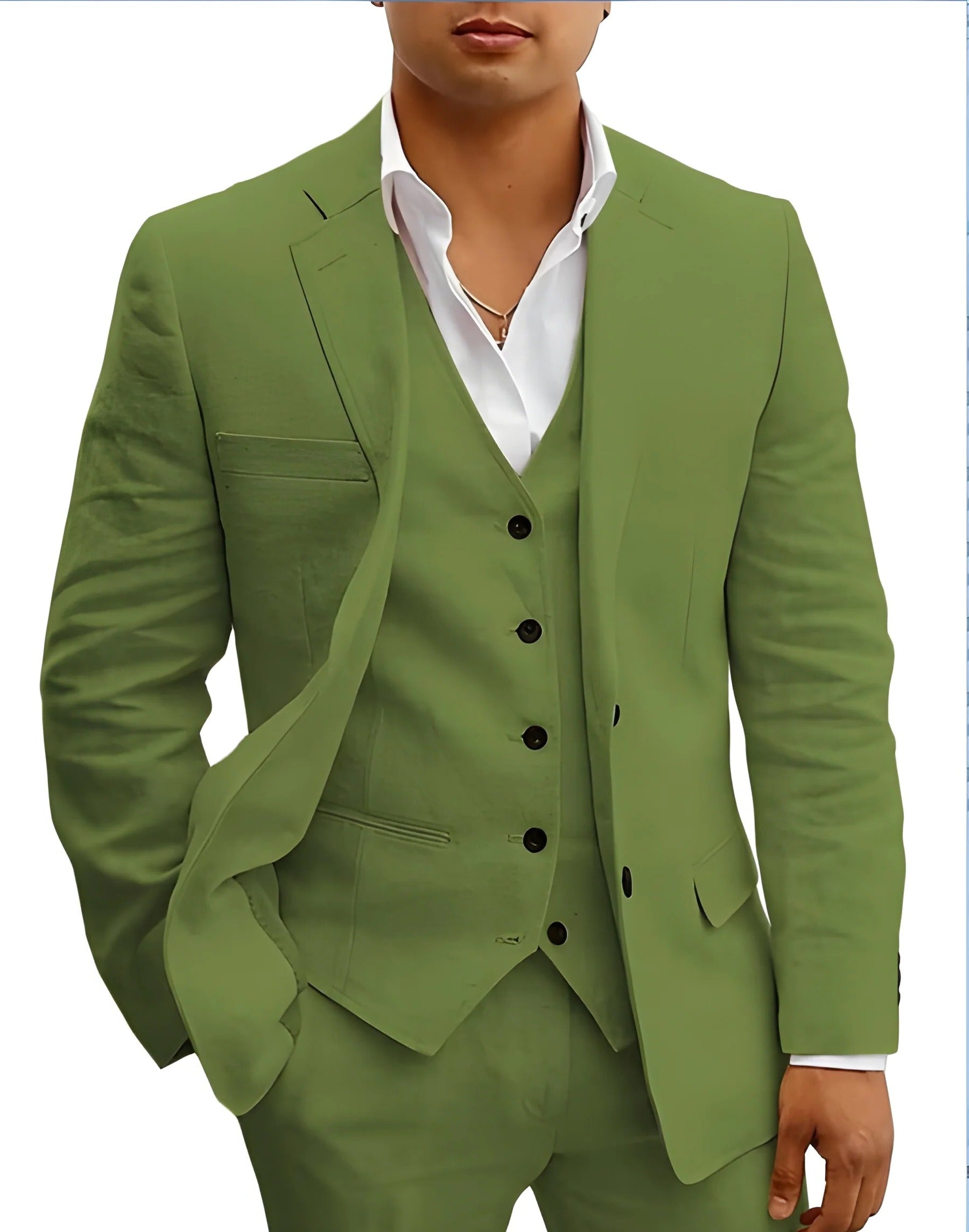 Men's light beige three-piece summer suit slim-fit jacket waistcoat trousers breathable beach wedding