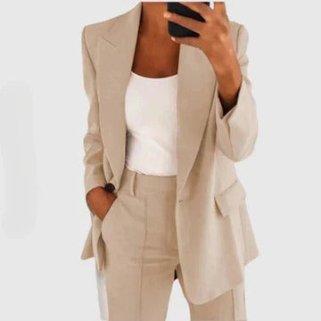 Women's tailored blazer and pants set structured fit polished professional coordinated two-piece suit