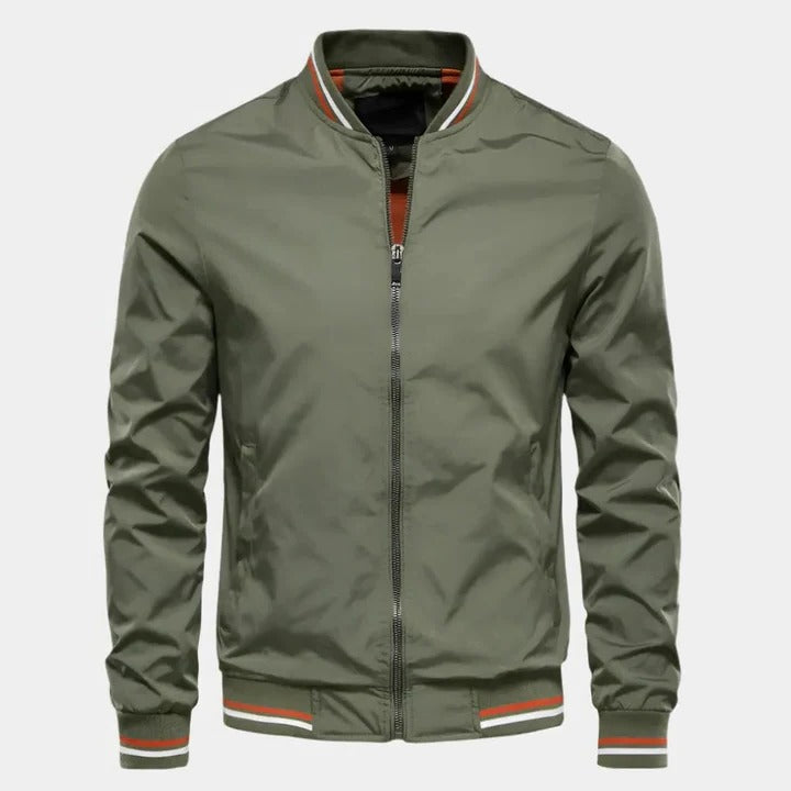 Lightweight unisex bomber jacket regular fit full-zip ribbed collar versatile everyday style