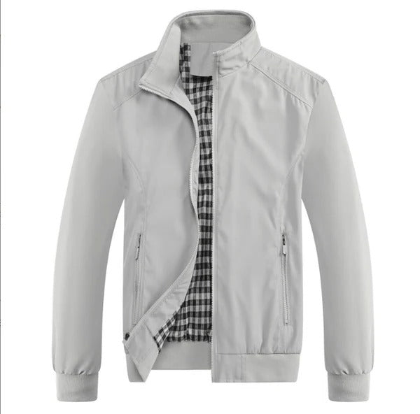 Men's lightweight transitional jacket in neutral tone, regular fit, wind-resistant everyday layer for spring and fall