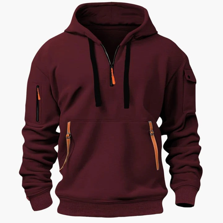 Men's lightweight utility hoodie with zippered pockets, breathable all-season comfort and relaxed fit