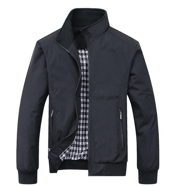 Men's lightweight transitional jacket navy regular fit wind-resistant breathable everyday layer for spring fall