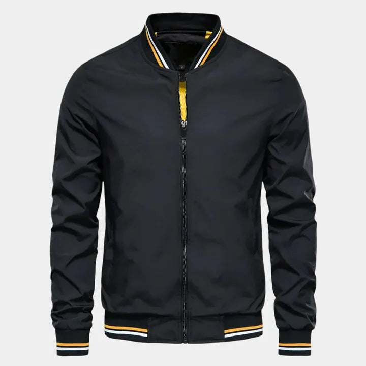 Lightweight unisex bomber jacket regular fit full-zip ribbed collar versatile everyday style