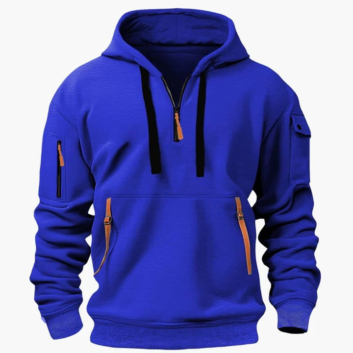Men's lightweight utility hoodie with zippered pockets, breathable all-season design for versatile outdoor wear