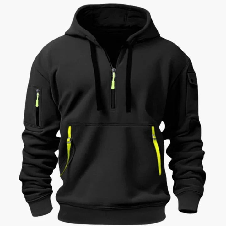 Men's lightweight utility hoodie with zippered pockets, breathable all-season design for versatile outdoor wear