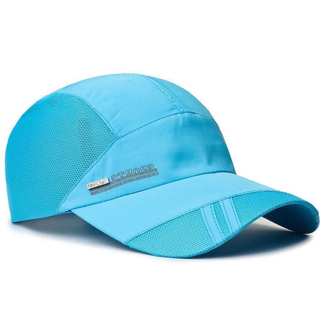 Lightweight black mesh sports cap with adjustable fit and quick-dry breathable panels for runners