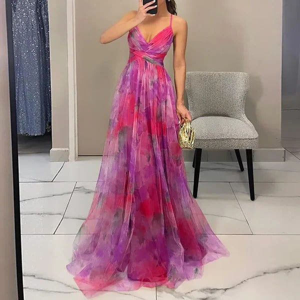 Women's breezy sleeveless maxi summer dress flowing silhouette with adjustable back closure day-to-night