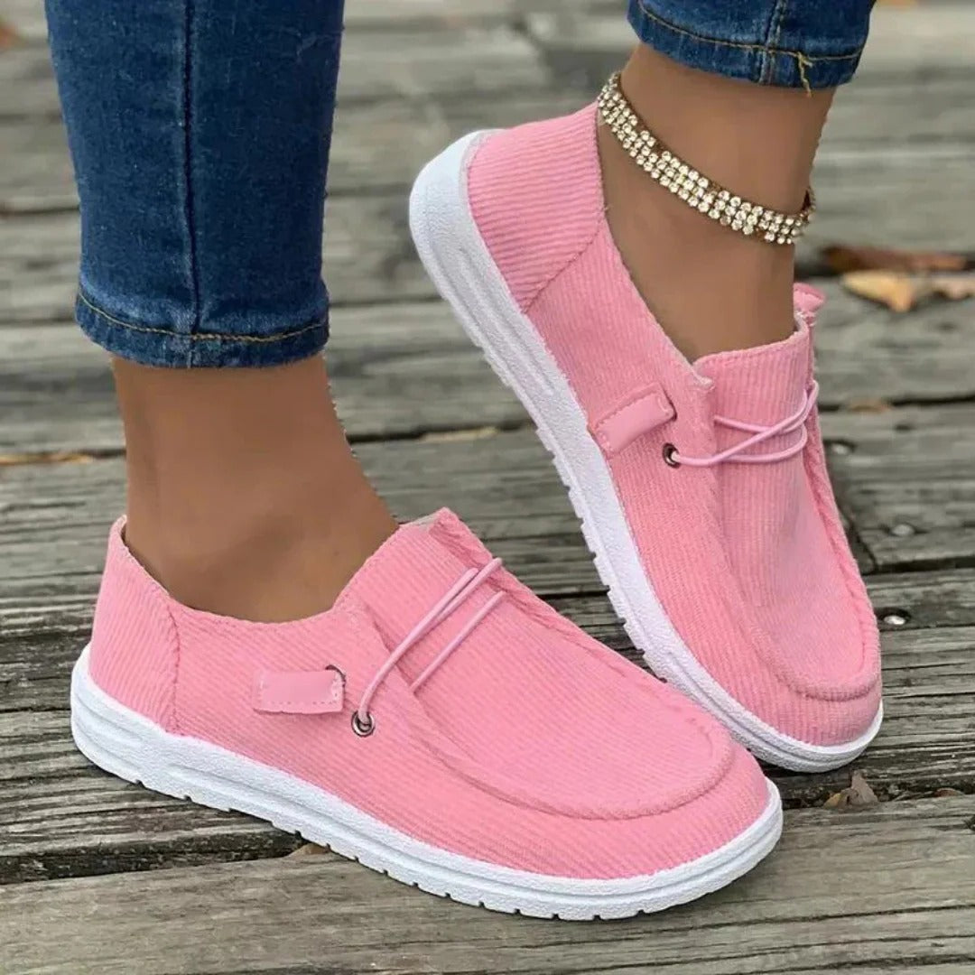Women's slip-on hiking boots in neutral tones, laceless outdoor style with cushioned all-day comfort