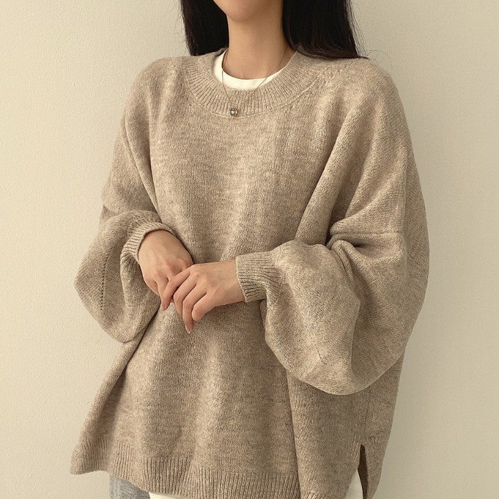 Lopa women's oversized cream cotton blend sweater with relaxed silhouette for cozy loungewear