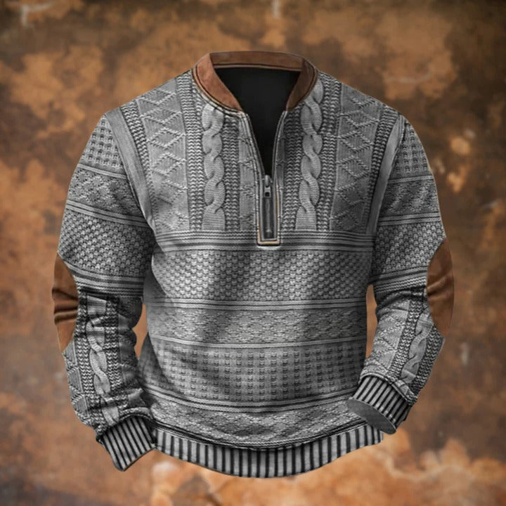 Casual zip-through sweater with full zipper closure in breathable knit fabric for everyday layering