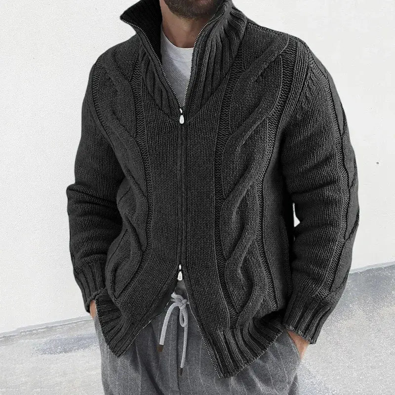Men's Noah gray knit cardigan V-neck button closure cotton blend lightweight layering