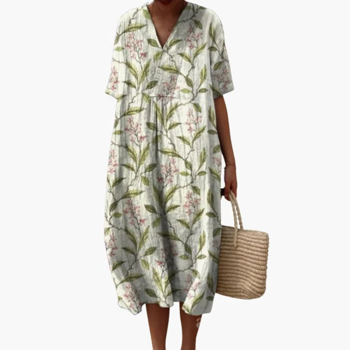 Floral print women's summer dress relaxed fit breathable mid-length everyday chic silhouette