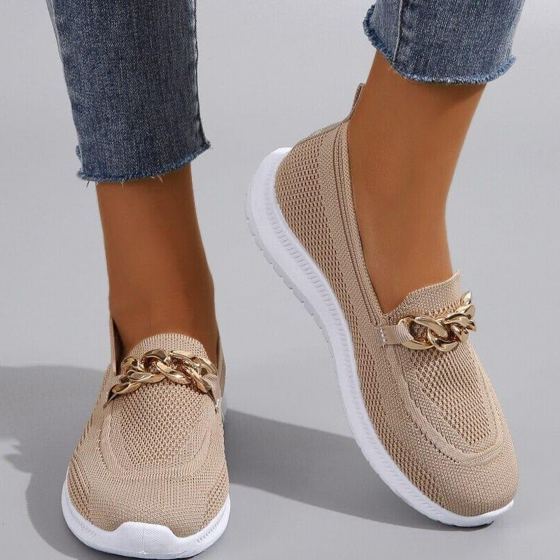 Women's slip-on knit mesh sneakers laceless lightweight breathable everyday comfort fit