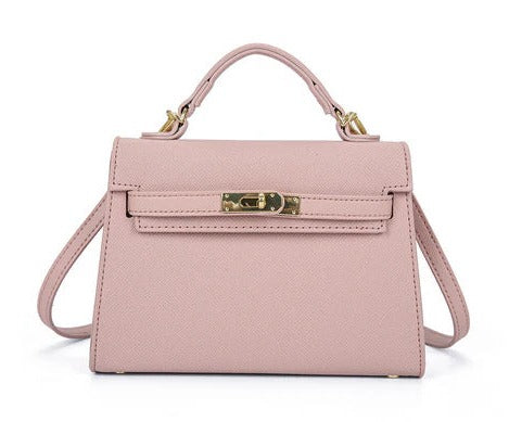 Women's elegant mini handbag in gold-clasp structured style with secure twist-lock closure compact design