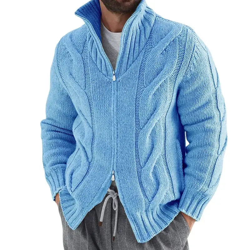 Men's Noah grey knit cardigan V-neck button closure cotton blend lightweight layering