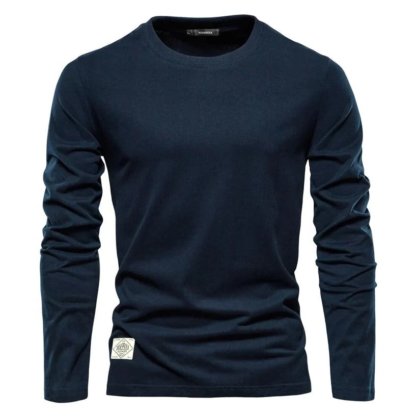 White long-sleeve shirt regular fit minimalist everyday layering essential with clean simple silhouette