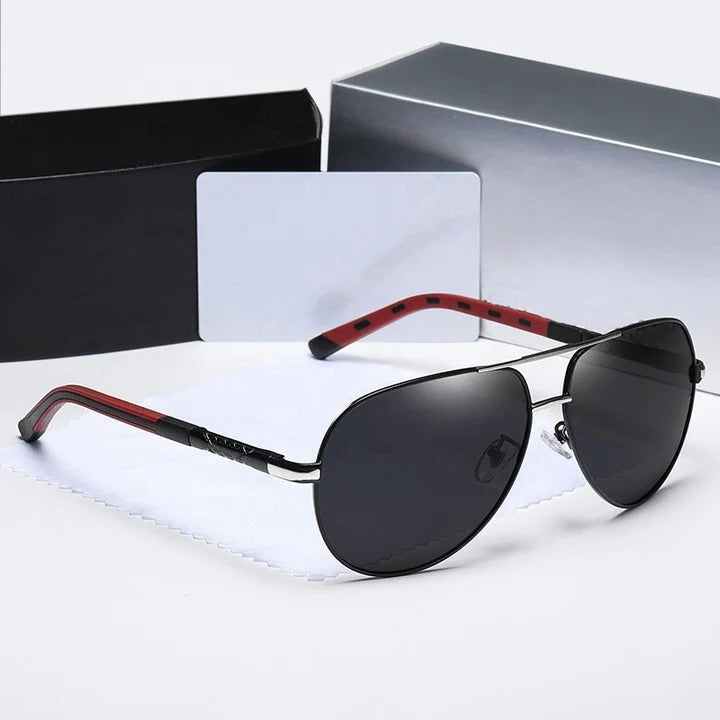Men's polarized aviator sunglasses stainless steel frame high clarity UV-protective lenses outdoor