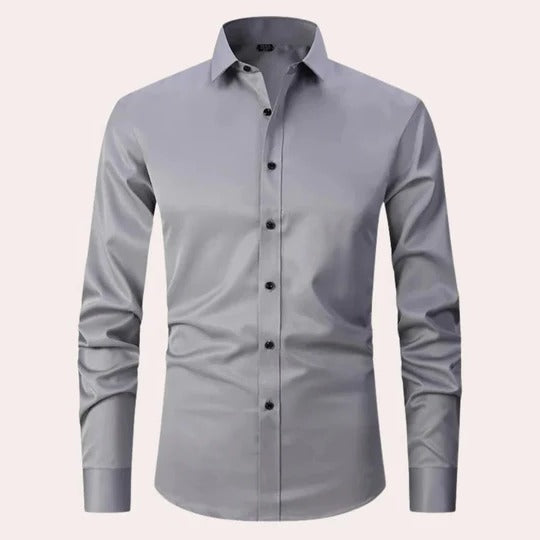 Men's white stretch long sleeve shirt pointed collar slim fit wrinkle-resistant for professionals