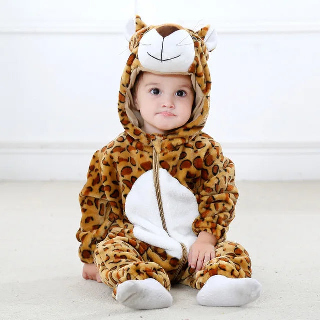 Soft breathable hooded baby onesie romper with adorable animal hood design for toddlers