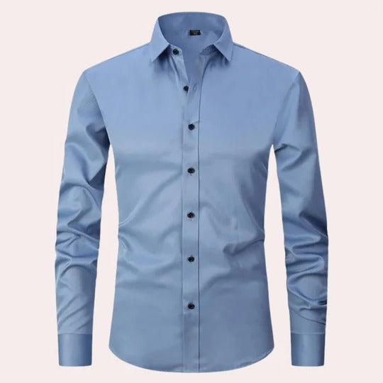 Men's white stretch long sleeve shirt pointed collar slim fit for professionals