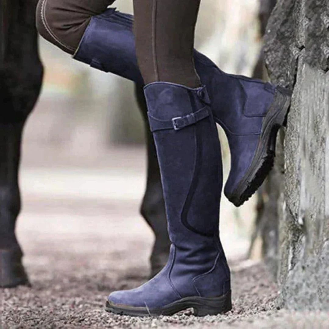 Women's black high-top waterproof boots minimalist silhouette ankle coverage all-weather durable comfort