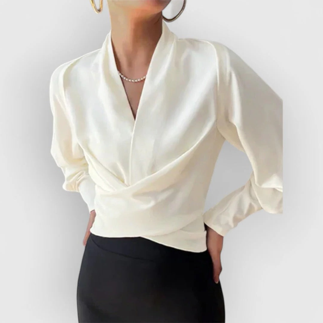 Women's tailored puff sleeve blouse, structured office-to-casual versatile top with feminine silhouette
