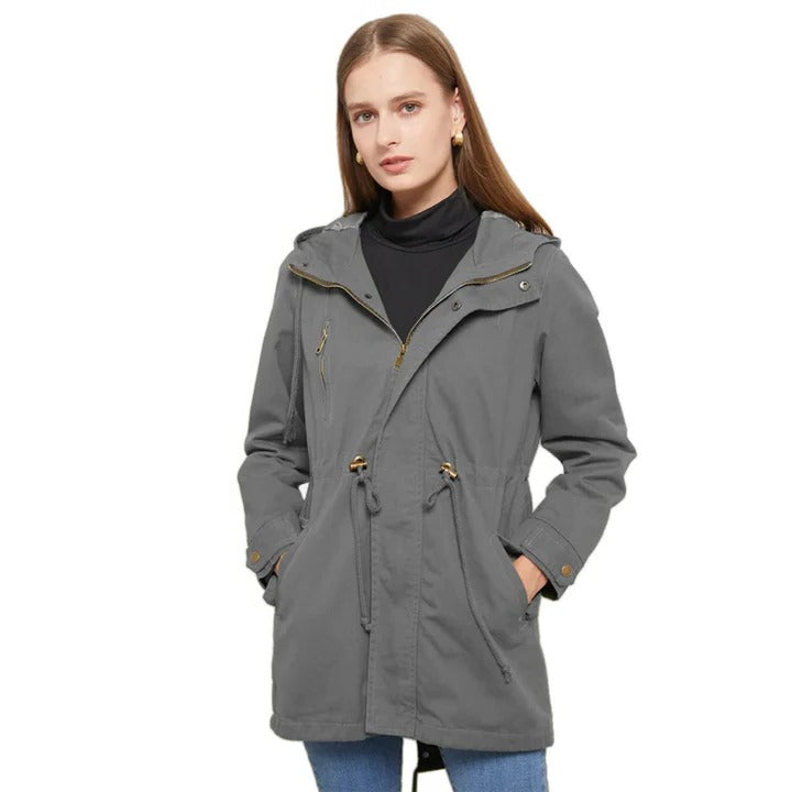 Lightweight hooded windbreaker jacket wind-resistant shell adjustable hood casual outdoor everyday wear