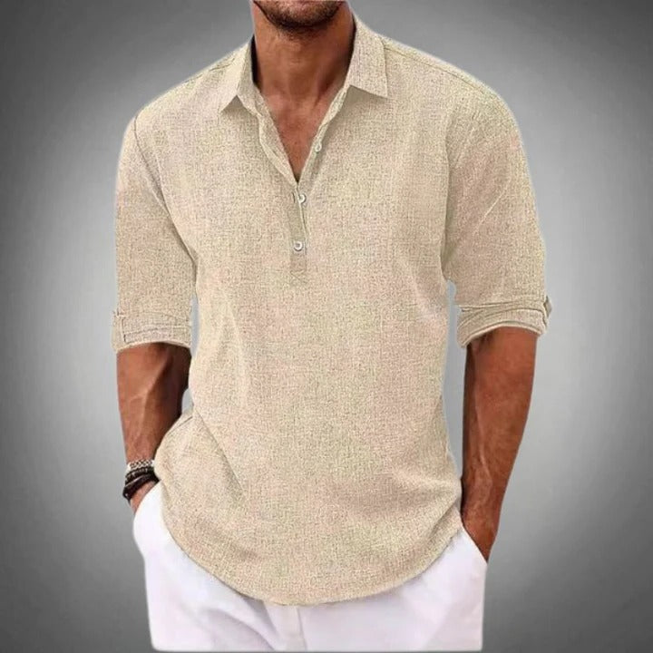White short-sleeve polo shirt breathable buttoned front classic structured casual fit