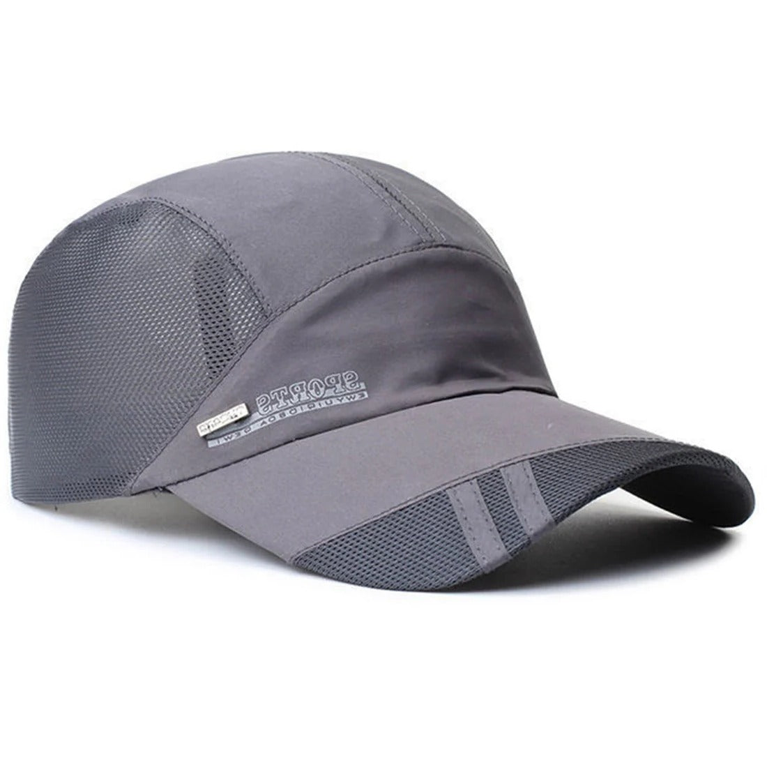 Lightweight black breathable mesh sports cap with adjustable fit for runners and outdoor athletes