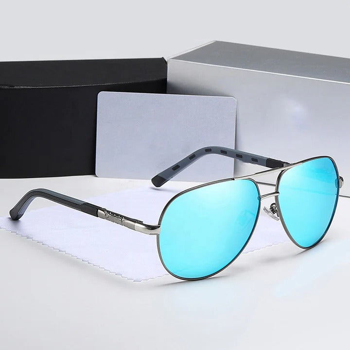 Men's polarized aviator sunglasses stainless steel frame UV protection clear lenses outdoor style