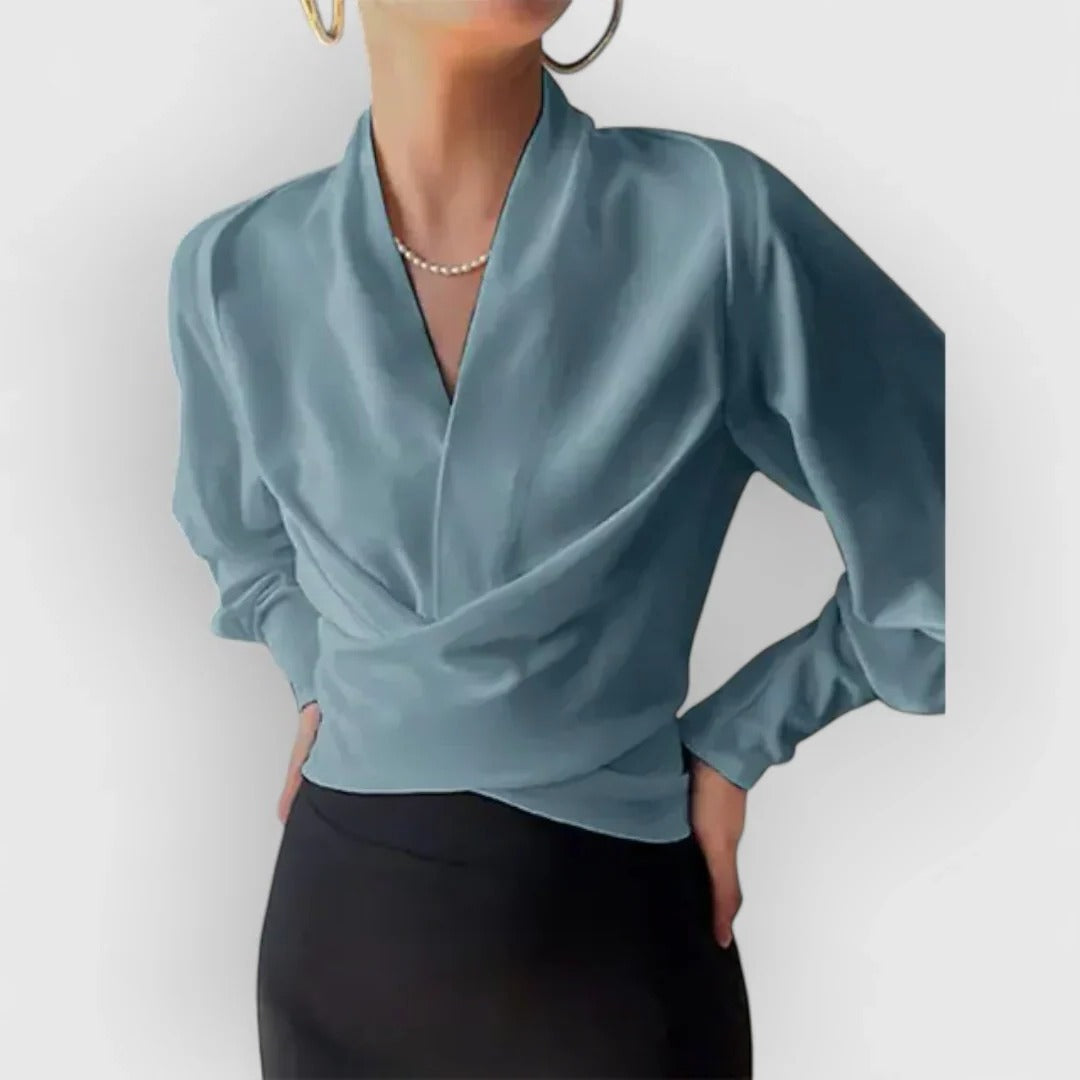 Women's tailored puff sleeve blouse, structured office-to-casual versatile top with flattering silhouette