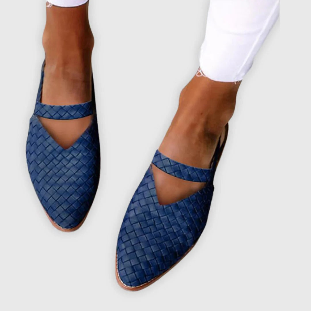 Women's woven open-design sandals light breathable summer footwear with interlaced upper texture