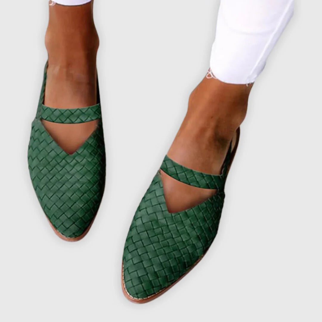 Women's woven open-design sandals light breathable summer footwear with interlaced upper texture
