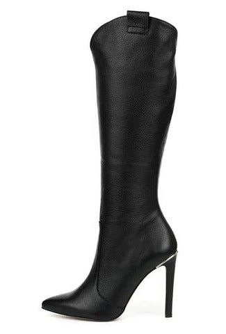 Women's black mid-calf boots minimalist silhouette with side zipper for effortless everyday style