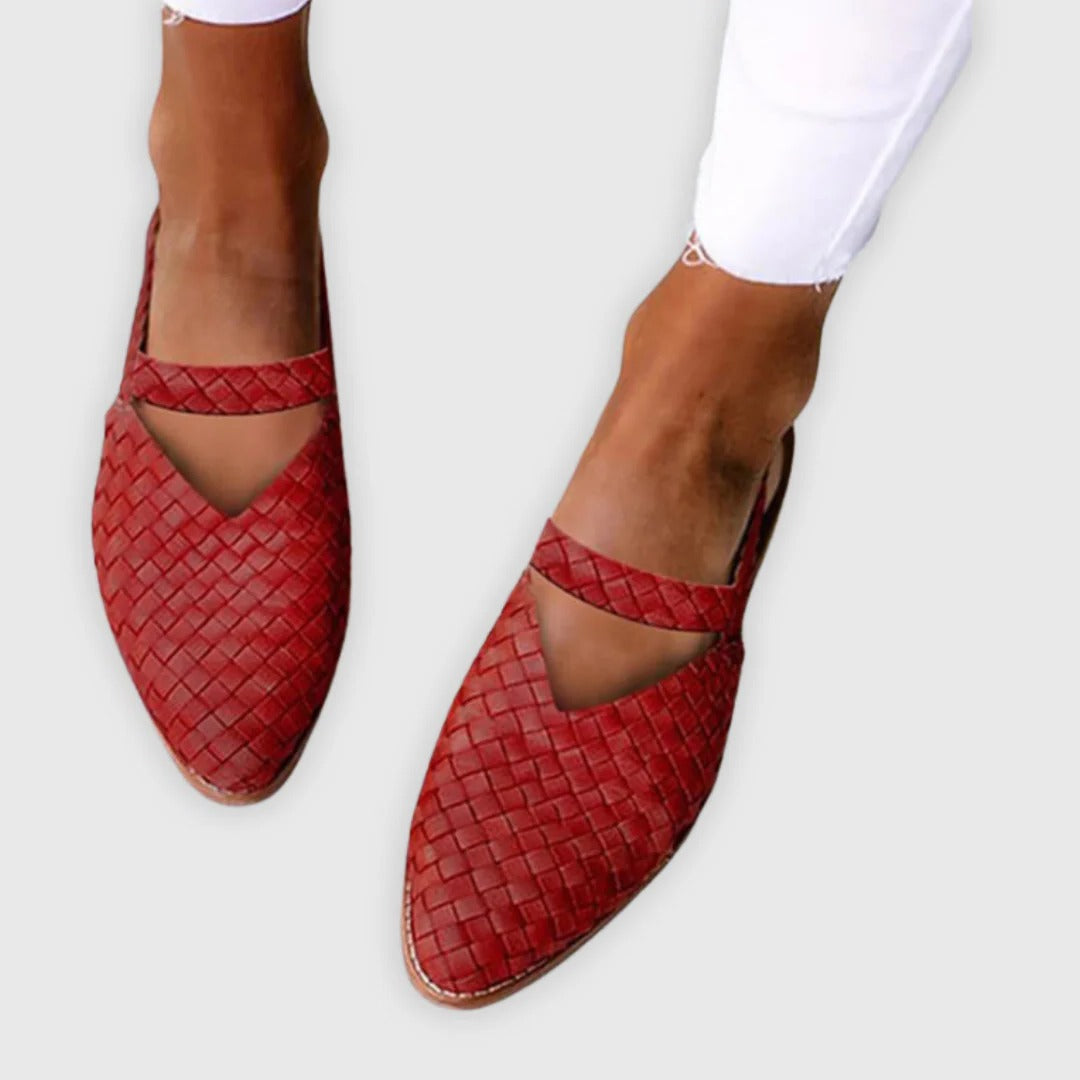 Women's woven open-design sandals light breathable summer footwear with interlaced upper texture
