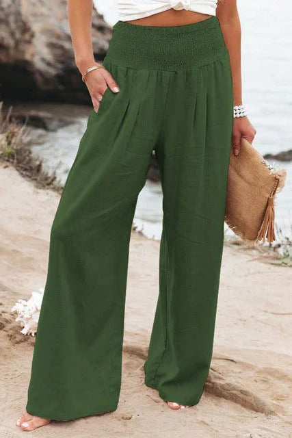 Women's high-rise stretch trousers tapered cut contoured fit polished workwear silhouette