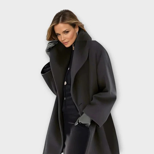 Women's structured coat cold season clean silhouette defined lines daily wear polished coverage outerwear