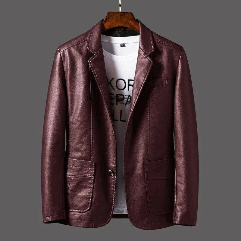 Men's black genuine leather jacket tailored fit structured silhouette timeless everyday style