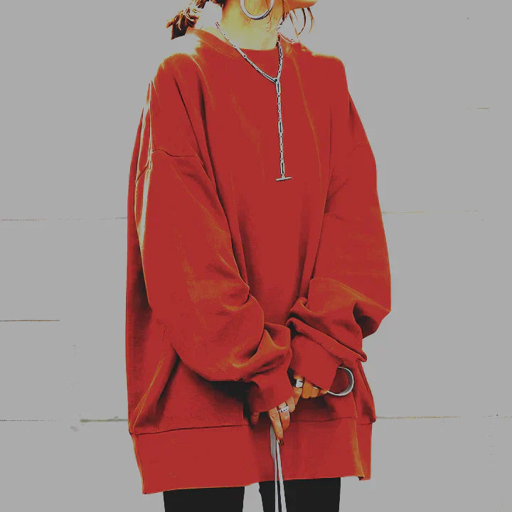 Plus size oversized pullover sweater in cozy knit, relaxed silhouette perfect for effortless everyday layering