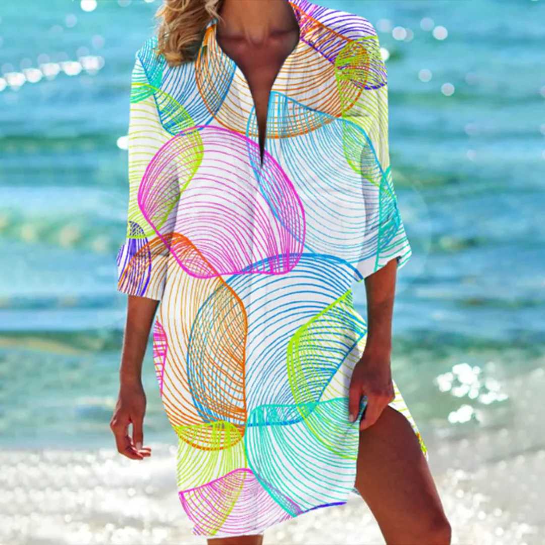 Women's summer shirt bright colors relaxed fit flattering silhouette for beach and everyday wear