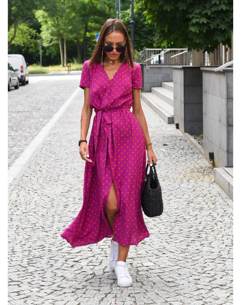 Women's sleeveless v-neck midi dress lightweight solid color clean-line silhouette for warm weather
