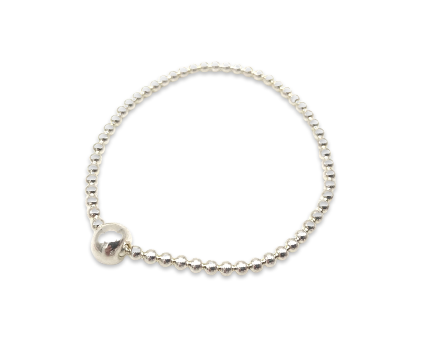 Women's rose gold elastic bead bracelet with 925 sterling silver beads, minimalist everyday jewelry