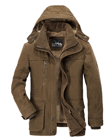 Men's water-repellent fleece-lined jacket in regular fit with detachable hood for transitional weather