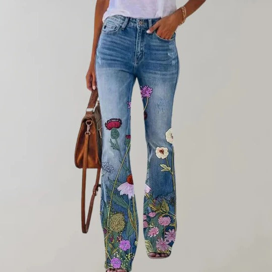 Women's high-rise flared trousers stretch five-pocket design all-day comfort versatile everyday fit