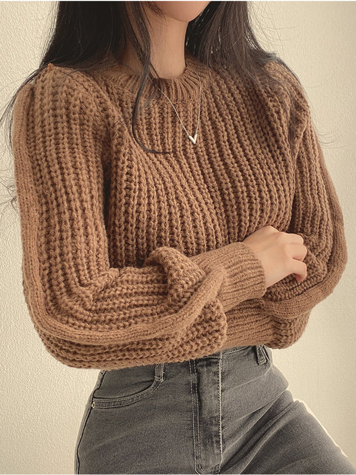 Women's ivory chunky knit Bela sweater structured silhouette cozy layering easy care