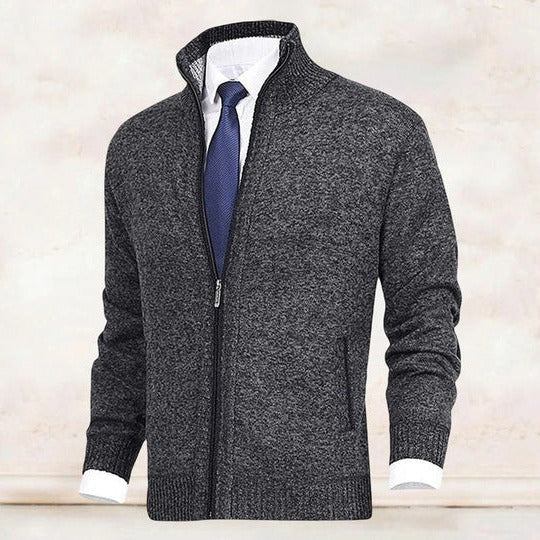 Men's navy blue zip-up vest with full-length zip closure, sleek streamlined silhouette for active outdoor wear