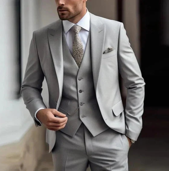Men slim fit two-piece wedding guest suit elegant formal blazer with matching trousers