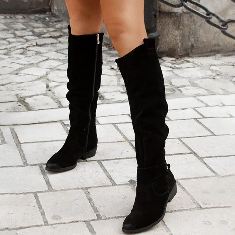 Women's ankle boots low heel side zipper versatile black leather silhouette for work and weekend wear