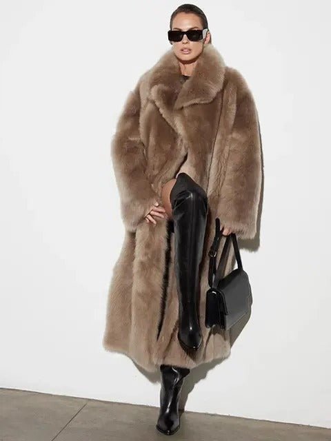 Beige winter trench coat long structured cut relaxed fit layer-friendly everyday cold weather style