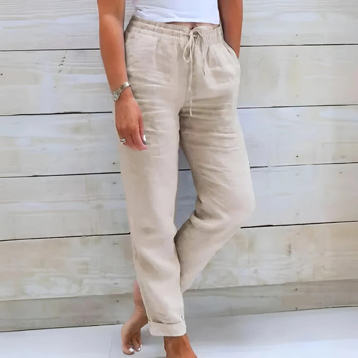 Women's stretch trousers contoured straight fit flexible waistband for all-day comfort everyday wear